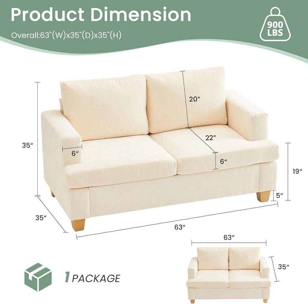 Beige Chenille Sleeper Sofa Three-Seater Loveseat Set
