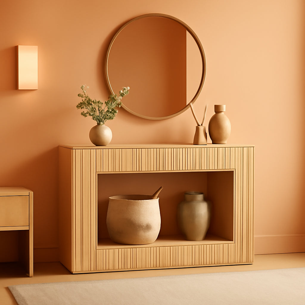 Natural 47.2 Inches Entryway Console Table Storage