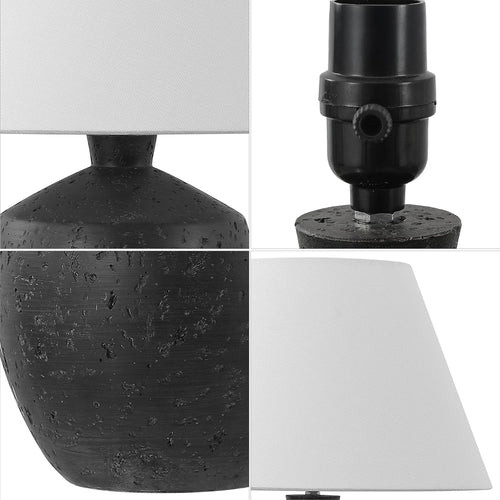 18 Inches Coal Black Matte Concrete Designer Table Lamps