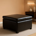Forrester Brown Leather Storage Ottoman 35x35x19 Inches