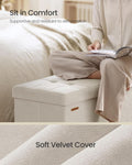 Cappuccino Beige Velvet Storage Ottoman Bench Folding