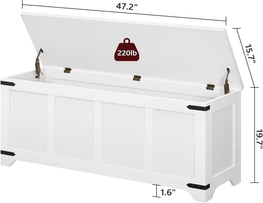 Premium White Storage Chest 47.2 Inches Contemporary