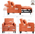 Three In One Velvet Orange Convertible Sleeper Chair