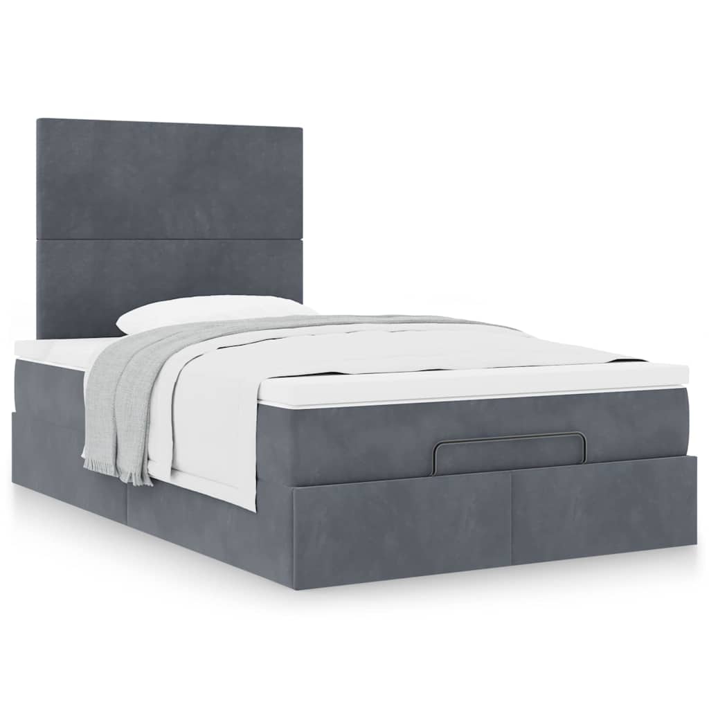 NNEVL Ottoman Bed with Mattresses Dark Grey King Single Velvet