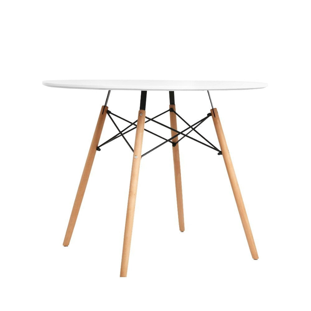 NNEDSZ Dining Table Round 4 Seater Replica Tables Cafe Timber White 90cm