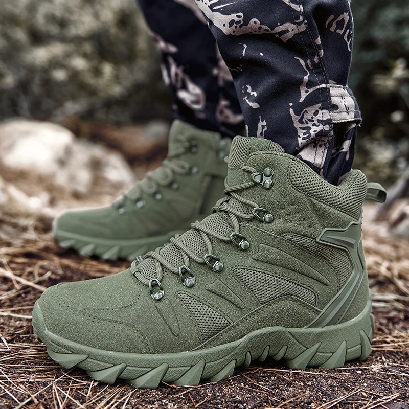 NNEOBA Men's Tactical Work Ankle Boots Winter Safety Shoes (Green)