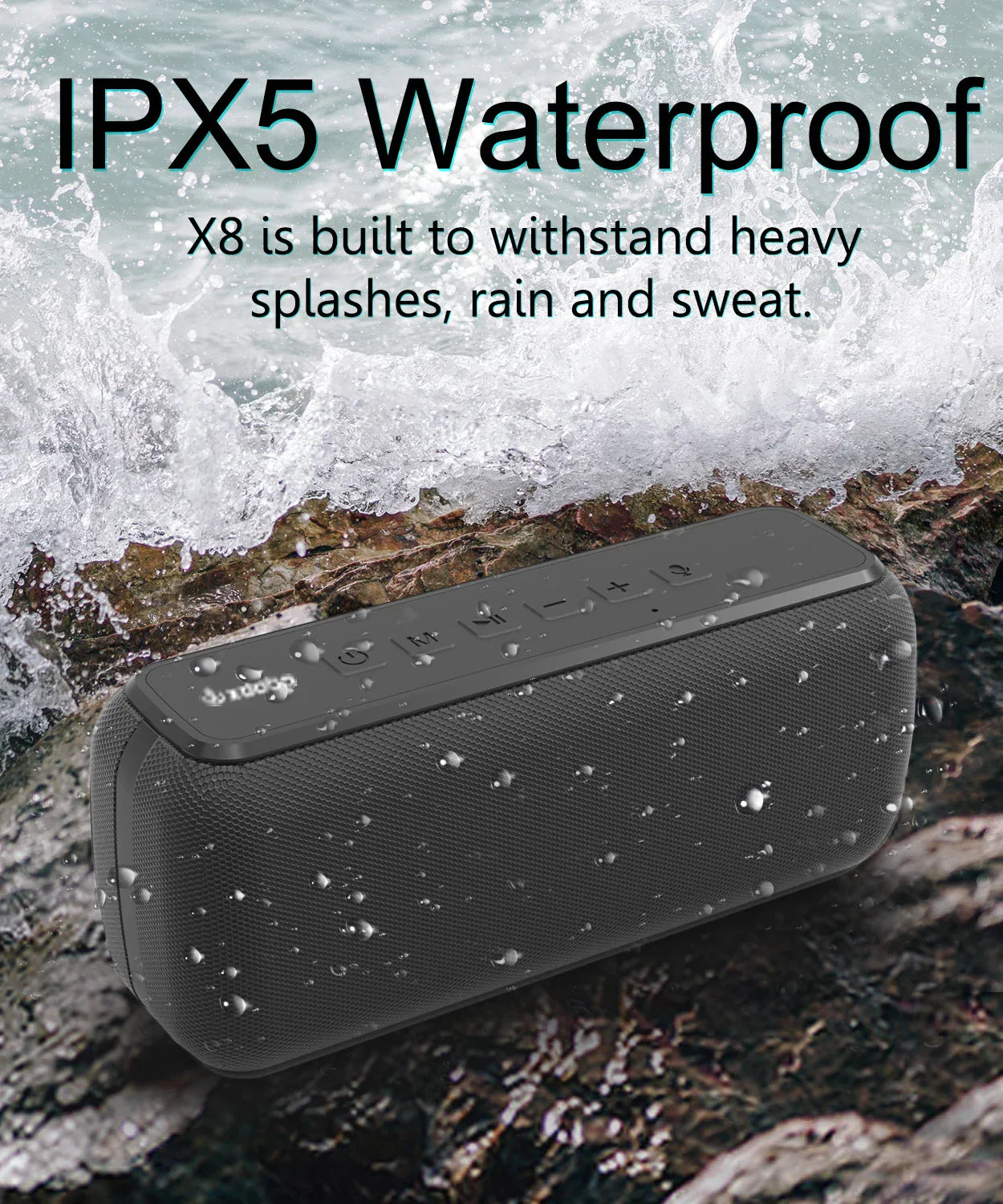 Bluetooth Speaker with Deep Bass Black