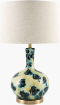 Peach Traditional Table Lamp with linen details for bedside or console tables