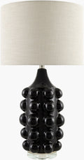 Charcoal Modern Table Lamp with linen details for bedside or console tables